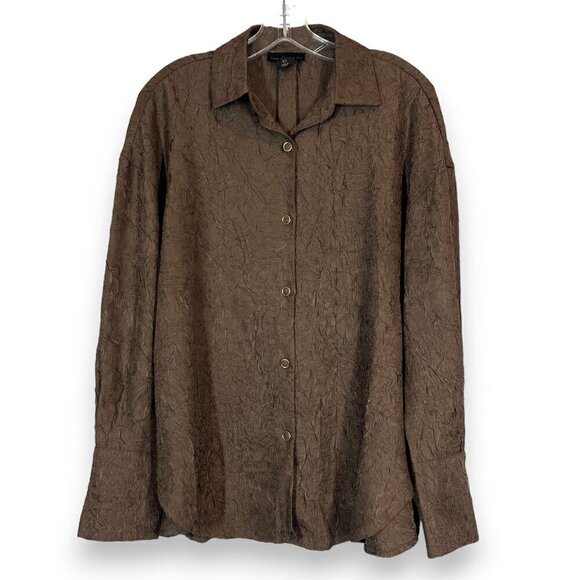 House of Harlow Top Blouse Brown Button Down Officecore Small - Picture 1 of 8